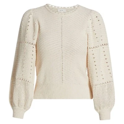 ¡NUEVO CON ETIQUETAS! A.L.C. Blusa Suéter Top Marfil Juliana Punto Acanalado Pointelle Talla XL Foto 1 de 4