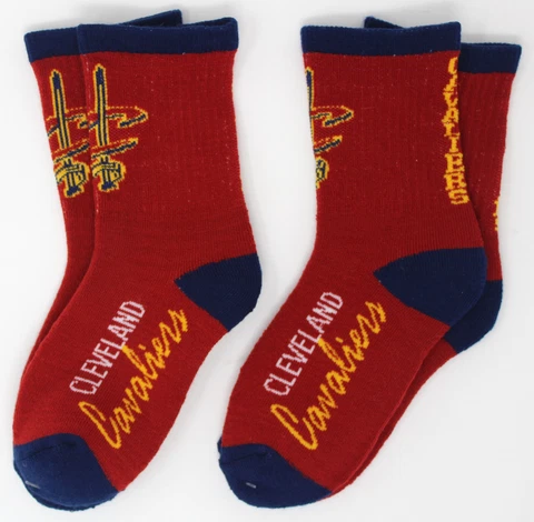 Cleveland Cavaliers NBA *2-Pair FBF Dark Red w/Navy Socks *Youth Child Size 8-13 Cover