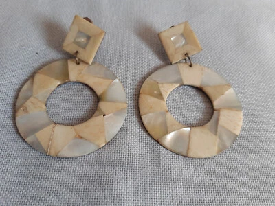 1 Paar Perlmuttohrclips - rund - Perlmutt auf Messingring - Bild 1 von 3