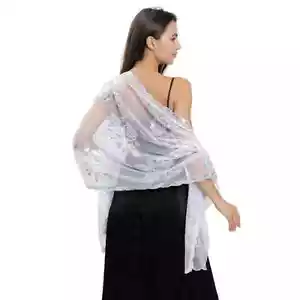 Pure Color Glitter Sequins Evening Dresses Shawls Party Shawl Bride White - Picture 1 of 37
