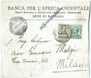 71626 - Colonie ERITREA - Storia Postale - Sass 126 + 31 su BUSTA 19123 - Imagen 1 de 1