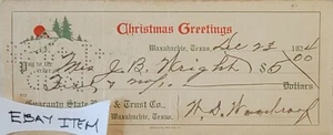 1924 WAXAHACHIE TEXAS GARANZIA STATE BANK & TRUST CO. WRIGHT MIDDLETON - Foto 1 di 2