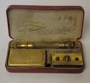 Gillette Debutante Ladies Brass Razor Spare Blades Case Vintage Antique Canada - Picture 1 of 13