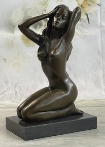 ART NOUVEAU Estilo Milo Grande BRONCE SEÑORA DESNUDA con ESTATUA DE PELO LARGO - Imagen 1 de 10