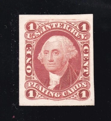 US R2P4 1c Playing Cards Proof on Card VF-XF SCV $65 - Image 1 of 2