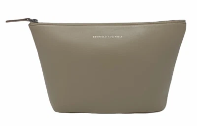 Bolso de cosméticos Brunello Cucinelli de cuero topo Foto 1 de 4
