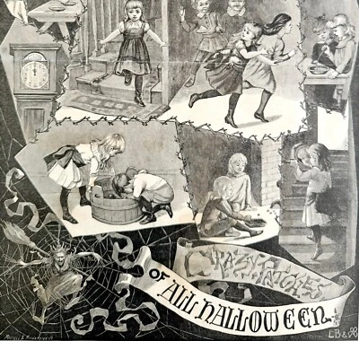 Patches loucos de Halloween 1885 arte vitoriana gravura em madeira brownies GG DWHH11 - Imagem 1 de 2