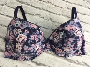 EX M&S LADIES COTTON RICH PADDED UNDERWIRED BRA IN NAVY FLORAL (M7)