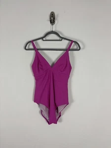 Boden Arezzo V-neck Panel One Piece Swimsuit Size 8 Pink Textured Adjustable - Picture 1 of 9