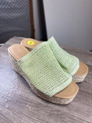 Sandalias para mujer talla 9 verde plataforma alpargata cruzada deslizable sin cordones Foto 1 de 4