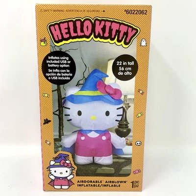 Hello Kitty Witch Halloween Inflatable 22” Airblown USB Battery Gemmy - Image 1 of 3
