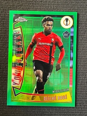 Desire Doue 2022-23 Topps Chrome UEFA Youthquake Green Refractor 21/99 RC #YQ-43 - Image 1 of 2
