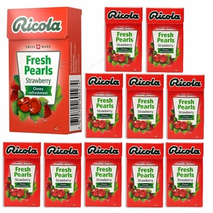 10x Ricola frische Perlen Erdbeere 25g zuckerfreie Kauminzen - Bild 1 von 11
