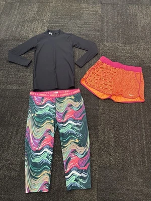Girls Under Armour Cold Gear Compression Shirt and Leggings Lot of 3 Youth XL - Image 1 of 4
