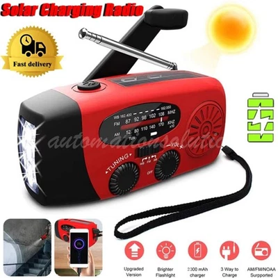NEW Emergency Hand Crank Radio with LED Flashlight Portable Radio Waterproof - Image 1 of 4