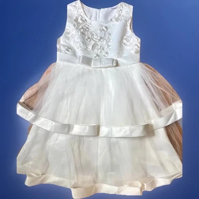 Vestido Niñas Flor Niñas Talla 8-9 Blanco  Boda Flor Niña Fiesta Formal Foto 1 de 4
