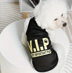 Dog Clothes T-Shirt Soft Sleeveless Printed Costume for Puppy Dog Apparel, VIP - Picture 1 of 2
