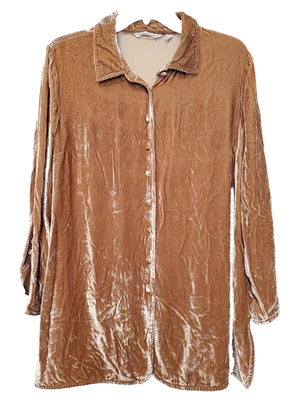 Soft Surroundings Crushed Velvet Silk Blend Button-Up Tunic Size PL Petite Foto 1 de 4