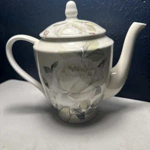 Grace Teaware Iceberg Rose Bone China Teekanne Stechcol cremeweiße Rosen 8" hoch - Bild 1 von 10