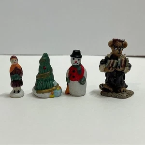 Miniature Christmas Village Ceramic Lot Snowman Tree Ms Griz Boyds Bear Town - Picture 1 of 11