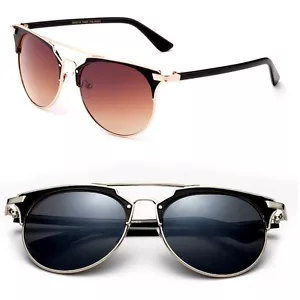 Gafas de sol de gran tamaño con borde de cuerno Dapper Moda Top Bar Tono Hombres Mujeres - Imagen 1 de 6