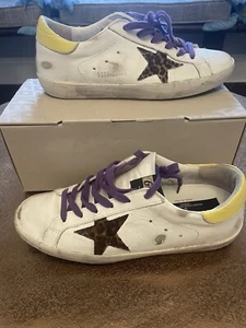 Golden Goose Superstar trainers White/brown leopard/yellow size 40 - Picture 1 of 8