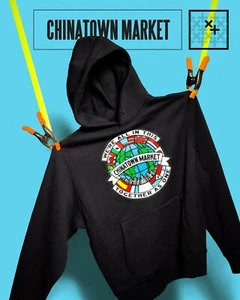 Seltener Chinatown Market Hoodie Herren Gr. XL All In This Together Flaggen Schwarz Neu - Bild 1 von 4