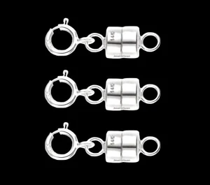 (3) 4.5mm 14k MAGNETIC CLASP SOLID WHITE Gold Necklace 1/2" extender Spring Ring - Picture 1 of 9
