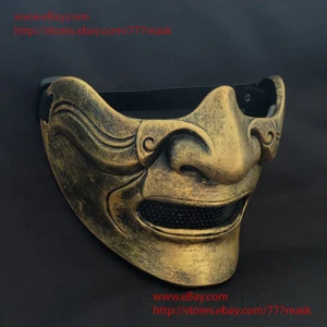 Samurai Mask Ronin Mempo Costume Kabuto Cosplay Japanese Noh Airsoft BB Gun M214 - Picture 1 of 4