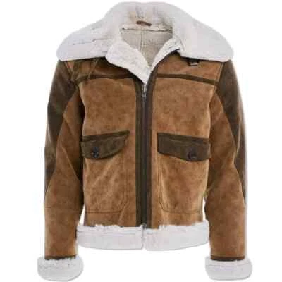New Kid's Jordan Craig Vienna Bomber Jacket (Brown) Shearling Size 14 - Image 1 of 2