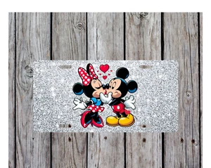 Mickey And Minnie Mouse Aluminum Novelty License Plate - Picture 1 of 1