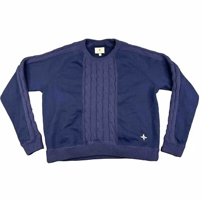 Свитер Tuckernuck большой темно-синий вязаный пуловер с круглым вырезом - Изображение 1 из 4