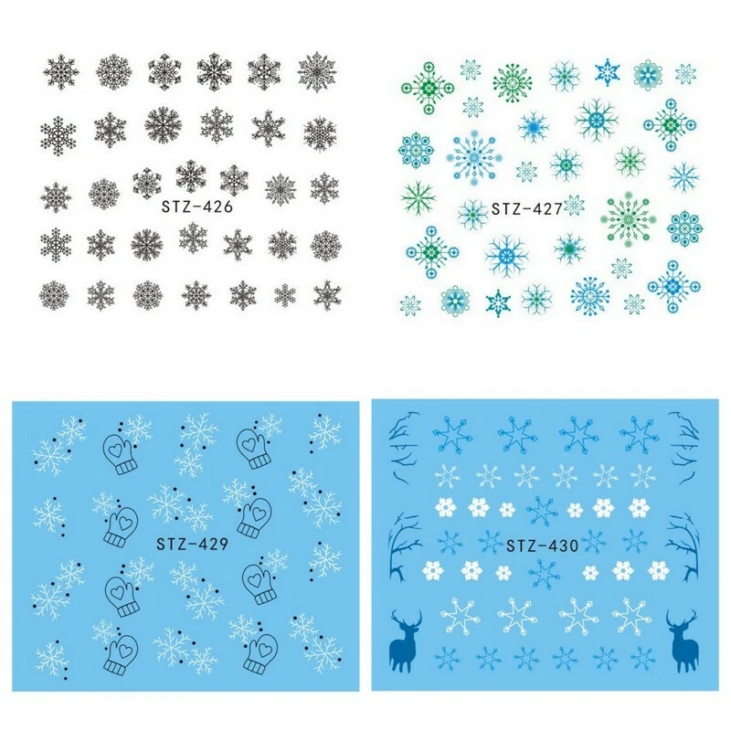 Weihnachts-Nagelsticker 3 Blätter - XMAS Motive, Einfach Aufzukleben