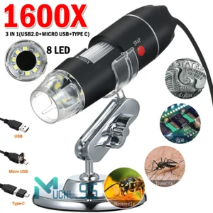 1600X / 1000X USB Digital Microscope Camera Magnification Endoscope Camera 8 LED - Picture 1 of 40