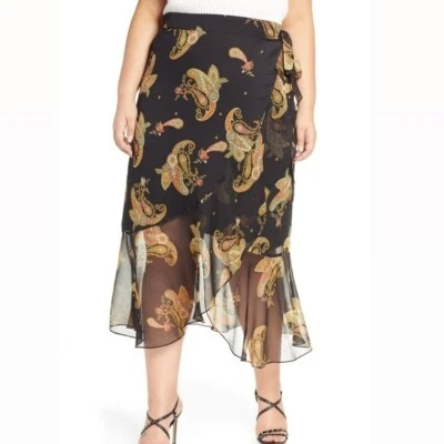 Falda negra con volantes de cachemira Vince Camuto para mujer talla 14 nueva con etiquetas Foto 1 de 4