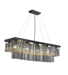Kronleuchter schwarz Rauchglas Kristall Decke Küche Esszimmer Hänge Leuchte - Bild 1 von 21