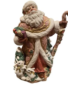 Vintage Fitz & Floyd Snowy Woods Santa Mittelstück Vase in Box Weihnachten Urlaub - Bild 1 von 7