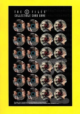 1996 The X-Files CCG Premiere Edition USPC Unpunched Token Sheet - Image 1 of 4