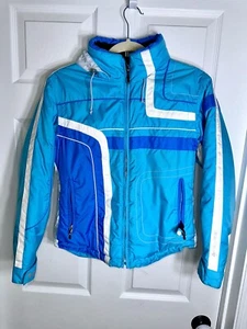 OBERMEYER Jacket Boys Juniors 14 Blue Hooded Snow Ski Jacket Coat Insulated - Picture 1 of 10