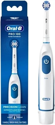 Cepillo de dientes eléctrico Oral-B Pro 100 Precision Clean alimentado por batería, azul y blanco Foto 1 de 4