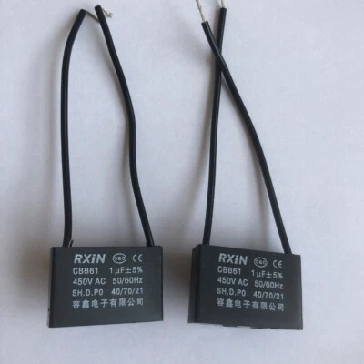 COMPSTUDIO 2PCS 450V 1UF CBB61 Ceiling Fan Motor Running Capacitor 2 Wire 50/60 Hz