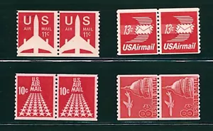 US Scott # C65, C73, C82, & C83 /1962 - 1973 Air Mail Set / 4 Coil Pairs F/VF NH - Picture 1 of 1