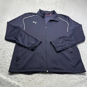 Puma Track Jacket Navy Blue Full Zip Mock Neck Mens Size Medium M - Picture 1 of 14