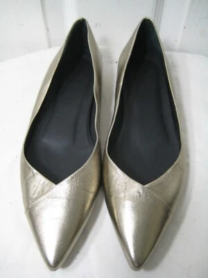 Theory Leather Metallic Gold Champagne  Flat Shoes Women's Size 37 / 6.5 - Image 1 of 4