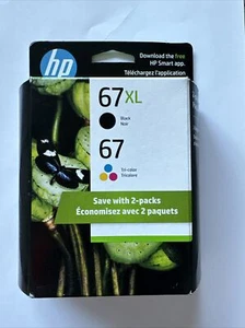 HP 67XL High-Yield Black And Tri-Color Ink Cartridges 3YP30AN Exp. 12/2026 - Picture 1 of 2