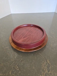 Rosewood Unique Two Tone Carved Vintage Solid Wood Trinket Tray Catchall 9"  - Picture 1 of 7