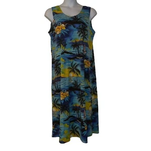 Vtg Royal Creationsi Muumuu Beach Dress Womens 3XL Blue Mumu Floral Hawaiian - Picture 1 of 9