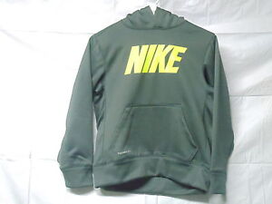 Nike Therma-Fit Hoodie; Gray w/ Green Logo; Youth; Size M; NEW