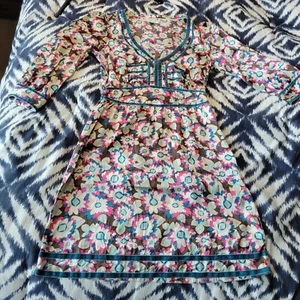 2010 Tommy Hilfiger Floral Silk Dress with Crushed Velvet Details Size Small - Picture 1 of 8