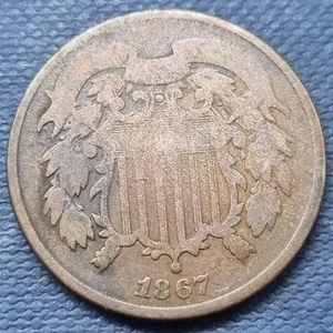 1867 Two Cent Piece 2c Circulated #66904 - Picture 1 of 2